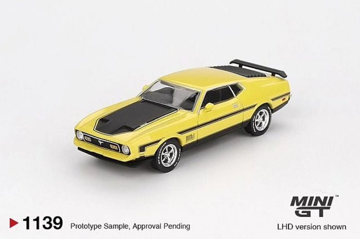 1971 Ford Mustang Mach1 Grabber Yellow Mini GT 1:64 MGT01139-BL