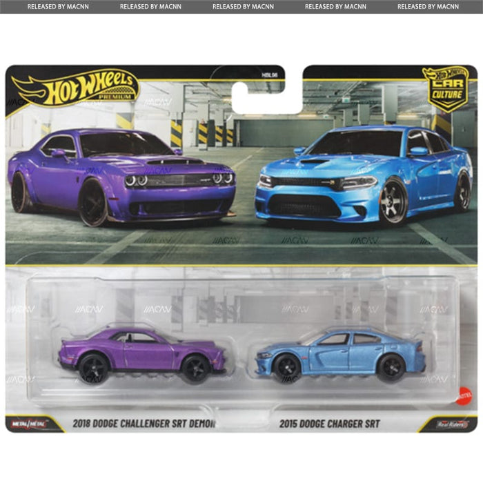 2 Pack 2018 Dodge Challenger SRT Demon & 2015 Dodge Charger SRT Hot Wheels 1/64 JHW47