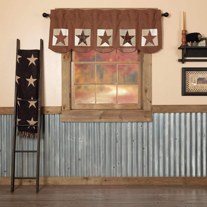 Abilene Patch Block and Star Valance 20x60 - The Village Country Store
