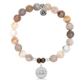 Australian Agate Gemstone Bracelet with I Love You Sterling Silver Charm