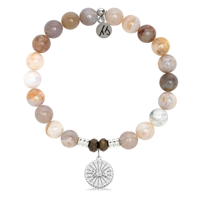 Australian Agate Gemstone Bracelet with Today Tomorrow Forever Sterling Silver Charm