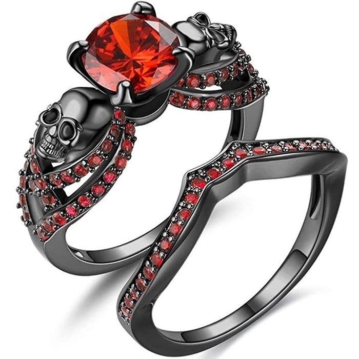 Black Skull Ring Set