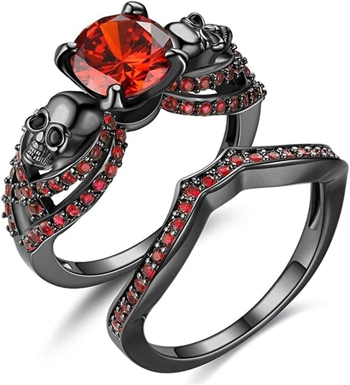 Black Skull Ring Set