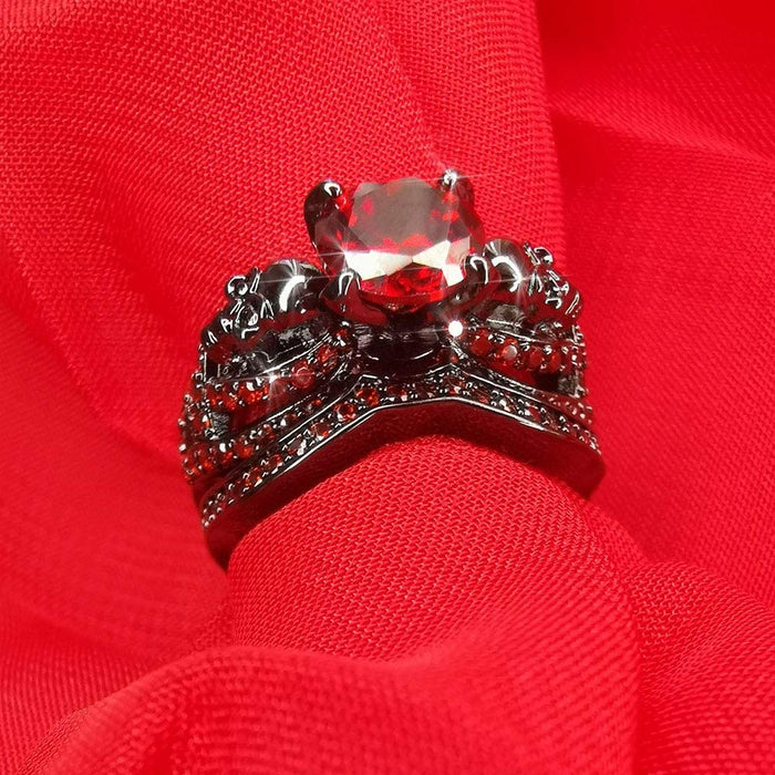 Black Skull Ring Set