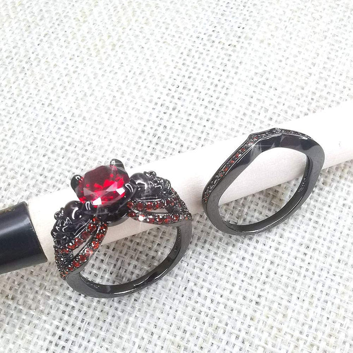 Black Skull Ring Set