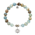 Blue Calcite Gemstone Bracelet with Captain Wheel Sterling Silver Charm