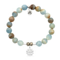 Blue Calcite Gemstone Bracelet with Thank You Flower Sterling Silver Charm