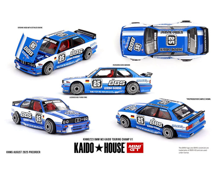 BMW M3 Kaido Touring Champ V1 Blue White Kaido House Mini GT 1/64 KHMG223