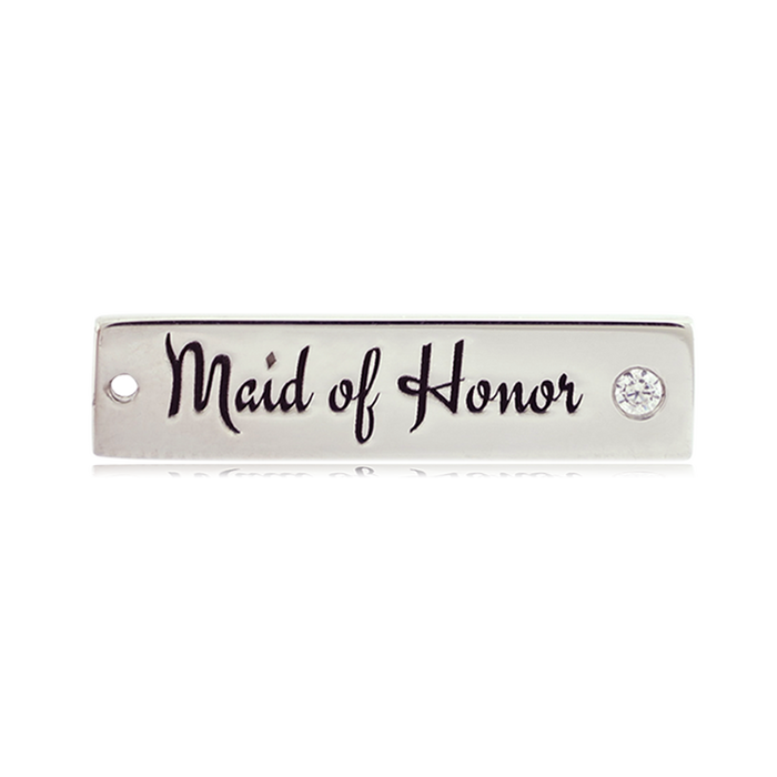 Bridal Collection: Aqua Fire Agate Gemstone Bracelet with Maid of Honor Sterling Silver Charm Bar