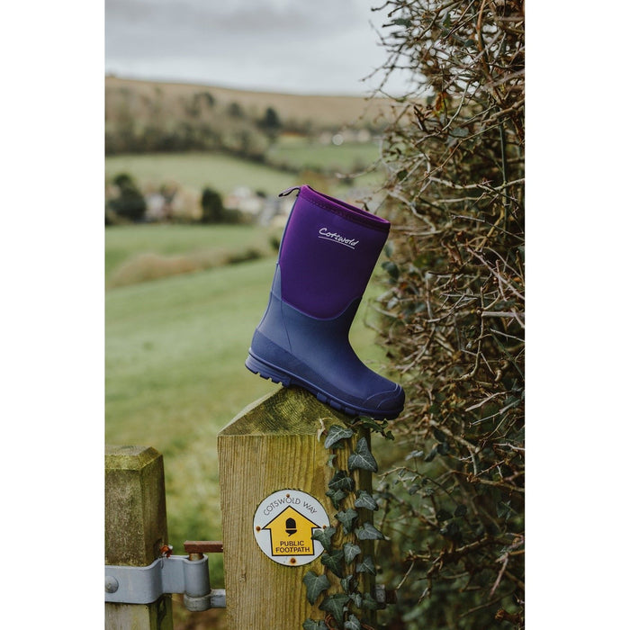 Cotswold Kids Hilly Neoprene Childrens Wellington Boot Purple