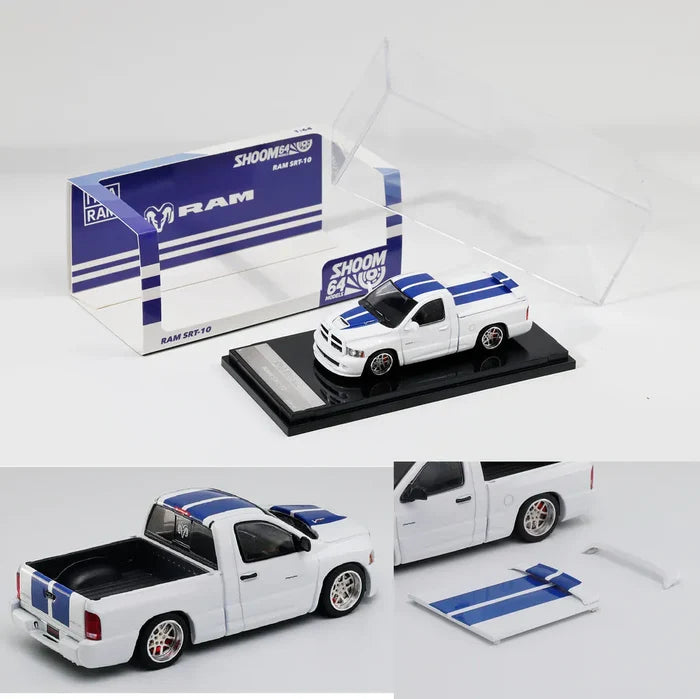 Dodge RAM SRT-10 2003 LHD White with Blue Stripes Shoom64 GCD 1/64 SHOOM-103-005