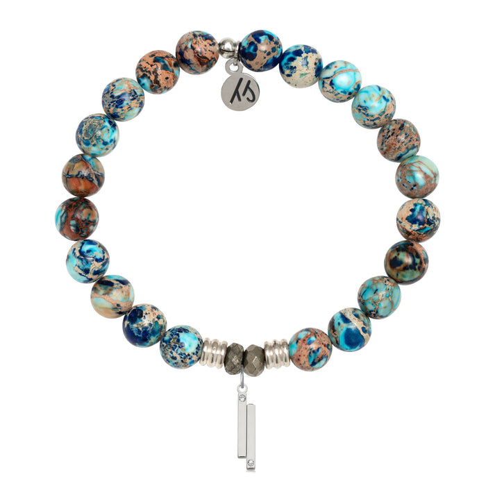 Earth Jasper Gemstone Bracelet with Stand by Me Sterling Silver Charm