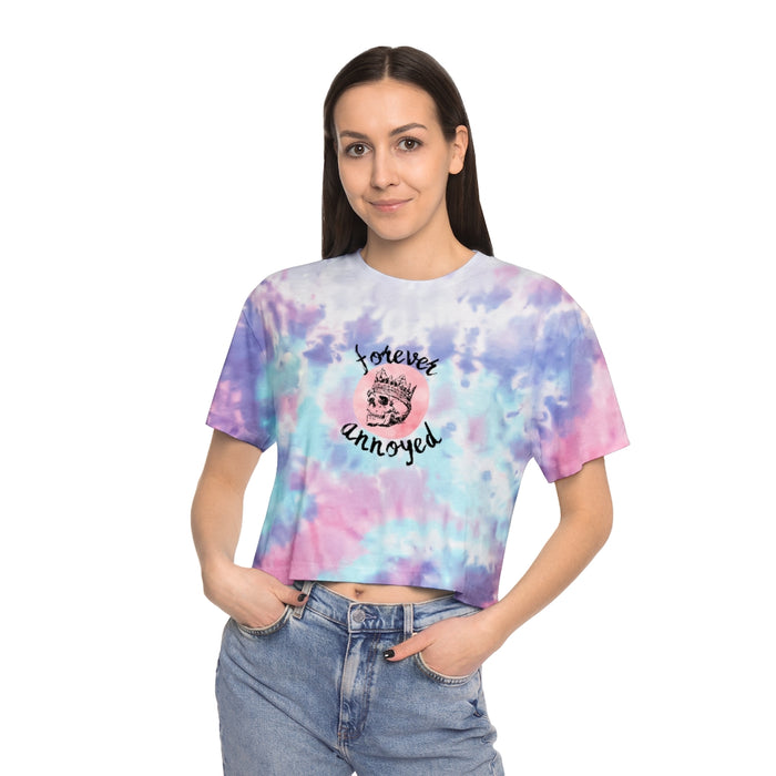Forever Annoyed Skull in Crown Women's Tie-Dye Crop Tee