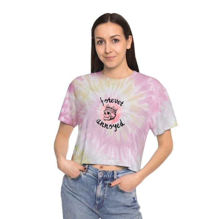 Forever Annoyed Skull in Crown Women's Tie-Dye Crop Tee