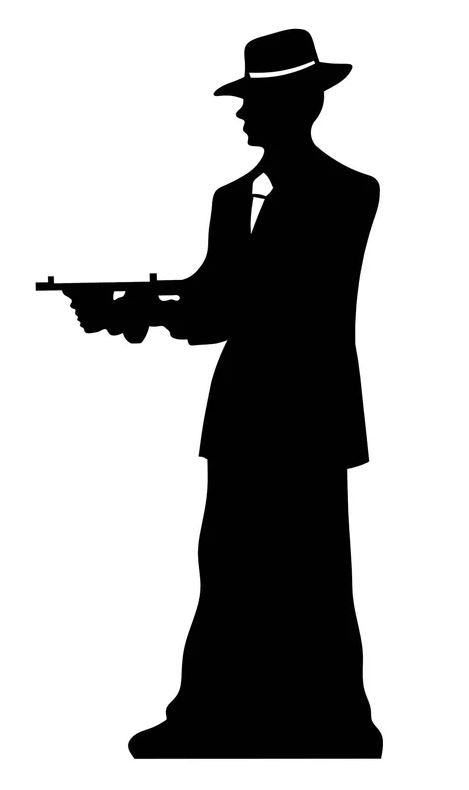 Gangster Silhouette Lifesize Cardboard Cutout - 1.85m