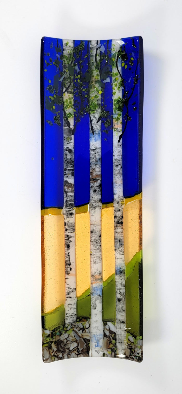 Golden Hour Triple Birch Tree Channel Plate