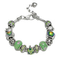 Green Crystal Beads Sea Turtle Adjustable Charm Bracelet
