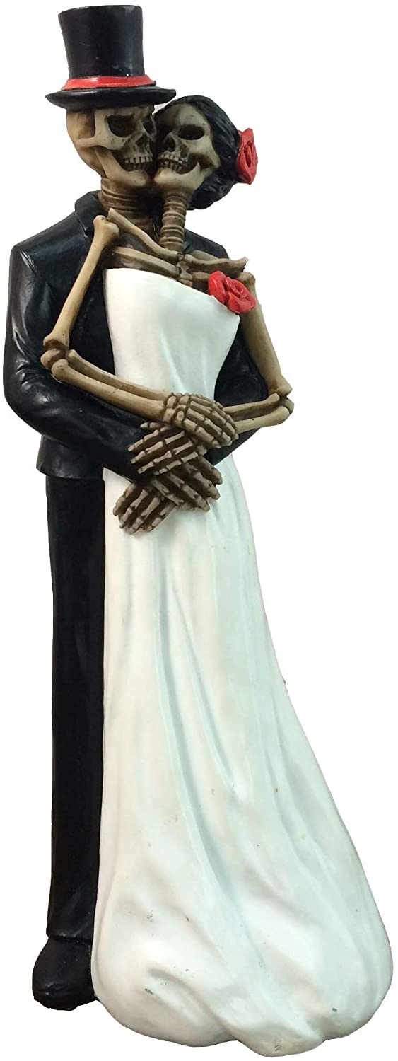 Hand-Painted Day of The Dead Dancing Skeleton Couple Figurine, 8-inch