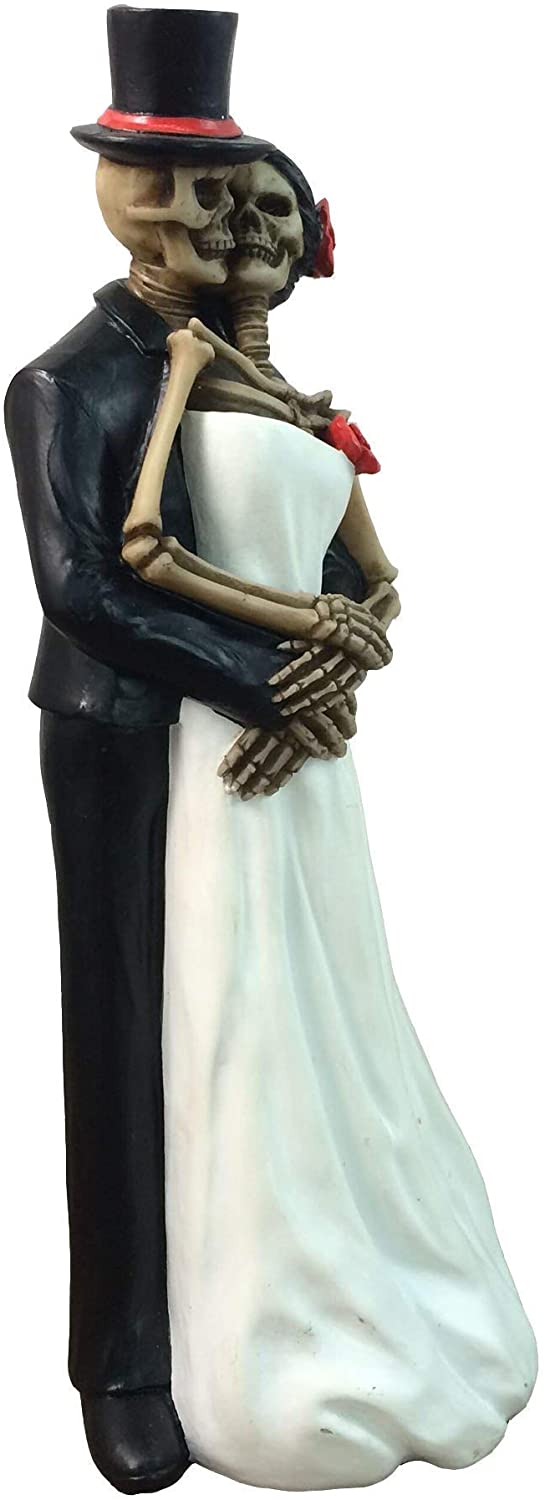 Hand-Painted Day of The Dead Dancing Skeleton Couple Figurine, 8-inch