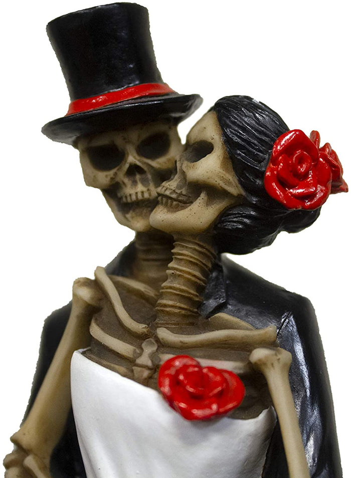 Hand-Painted Day of The Dead Dancing Skeleton Couple Figurine, 8-inch