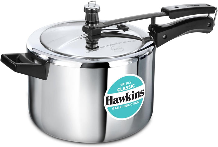 Hawkins Classic 5 Litre Tri-Ply Pressure Cooker, Triply Stainless Steel Inner Lid, SSTCL50