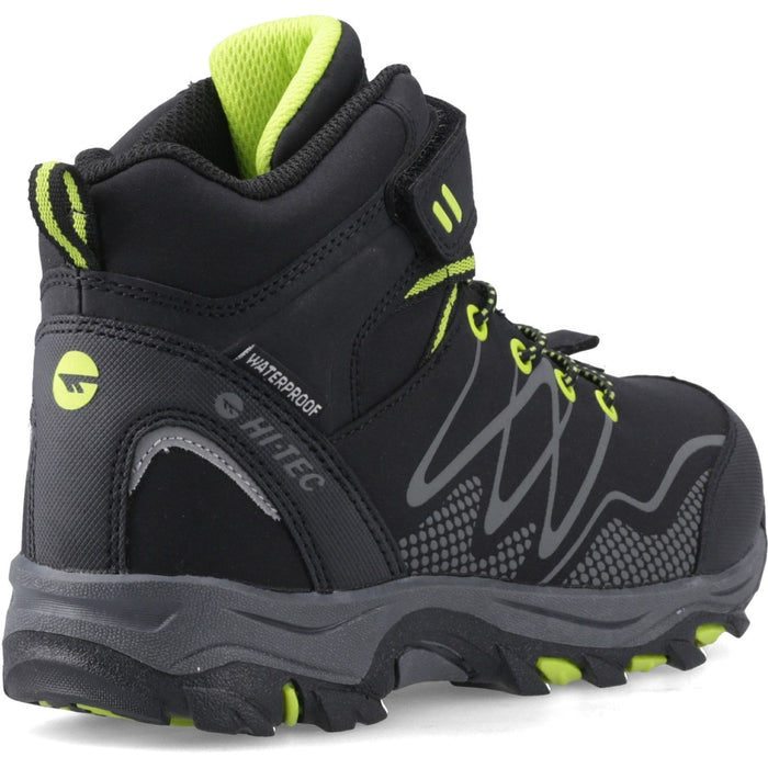 Hi-Tec Boys Blackout Mid Boots Black/Lime