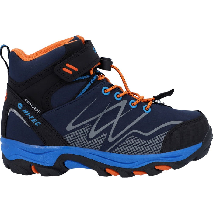 Hi-Tec Boys Blackout Mid Boots Navy/Orange/Lake Blue