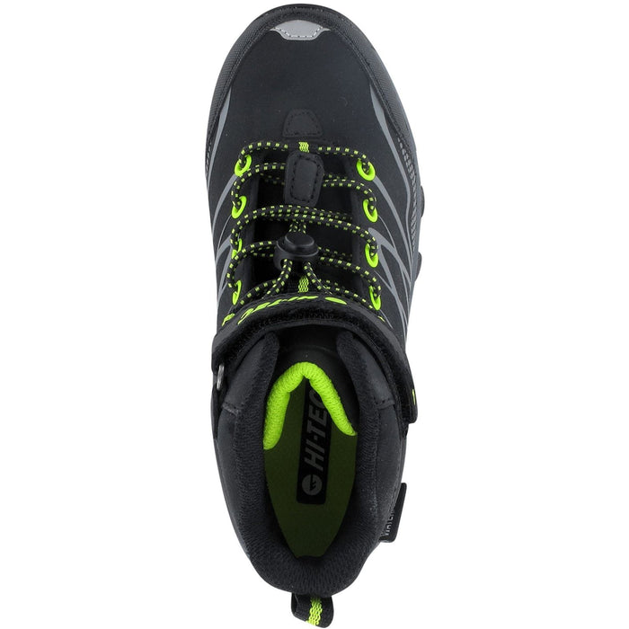 Hi-Tec Junior Boys Blackout Mid Boots Black/Lime