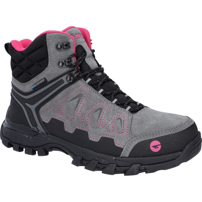 Hi-Tec Womens V-Lite Explorer WP Hiking Boots Grey/Fuchsia
