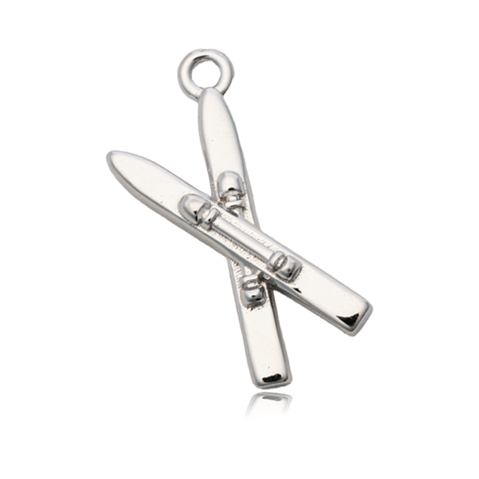 Holiday Jade Gemstone Bracelet with Skis Sterling Silver Charm