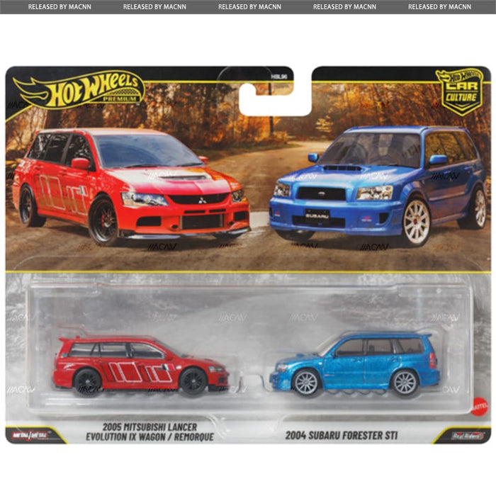 Mitsubishi Lancer Evolution IX Wagon & 2004 Subaru Forester STI Hot Wheels Car Culture 2005 JHW46