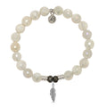 Moonstone Gemstone Bracelet with Feather Sterling Silver Charm