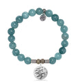 Mountain Blue Jade Gemstone Bracelet with Birthday Wishes Sterling Silver Charm