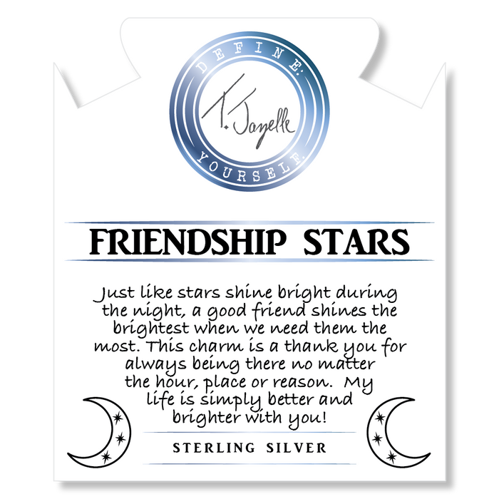 Mountain Blue Jade Gemstone Bracelet with Friendship Stars Sterling Silver Charm