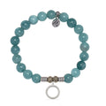 Mountain Blue Jade Gemstone Bracelet with Good Karma Sterling Silver Charm