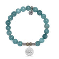 Mountain Blue Jade Gemstone Bracelet with Today Tomorrow Forever Sterling Silver Charm