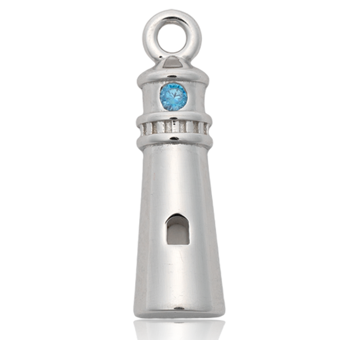 Multi Amazonite Gemstone Bracelet with Lighthouse Sterling Silver Charm
