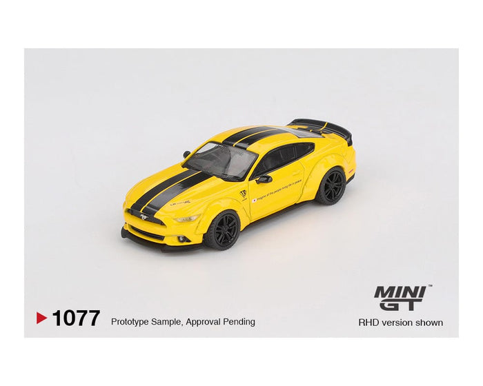 Mustang LB Works Ford Mustang Yellow Mini GT 1/64 scale MGT01077-BL