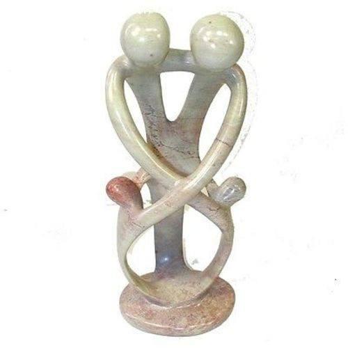 Natural 10-inch Tall Soapstone Family Sculpture - 2 Parents 2 Children - Smolart - The Village Country Store