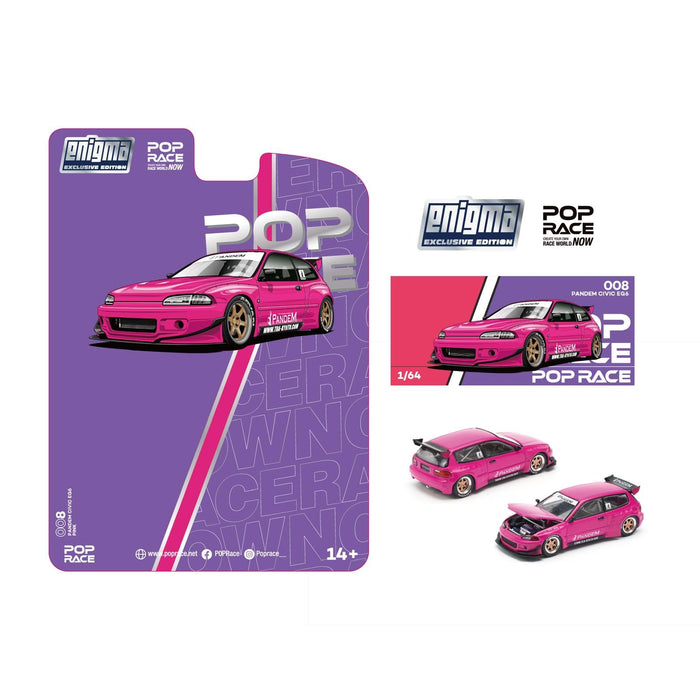 Pandem Honda Civic EG6 Pink Pop Race Enigma Collab Special Edition 1/64 PRE008