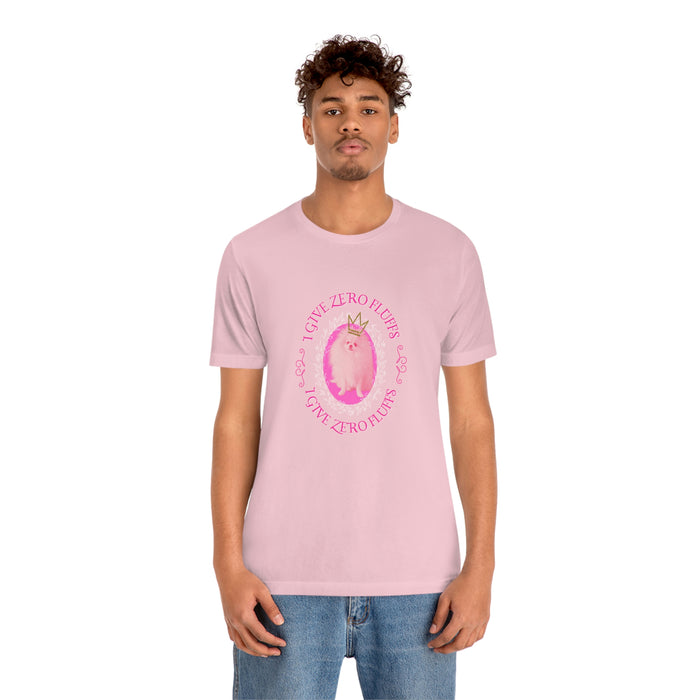 Pink Pomeranian “I give zero fluffs” Unisex Jersey Short Sleeve Tee