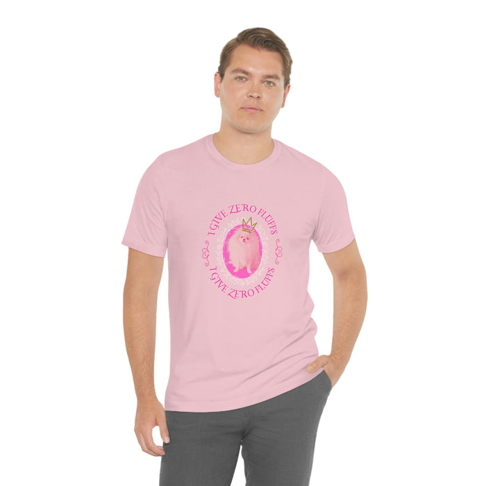 Pink Pomeranian “I give zero fluffs” Unisex Jersey Short Sleeve Tee