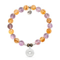 Prayers Collection: Amethyst Citrine Gemstone Bracelet with Prayers of Love Sterling Silver Charm