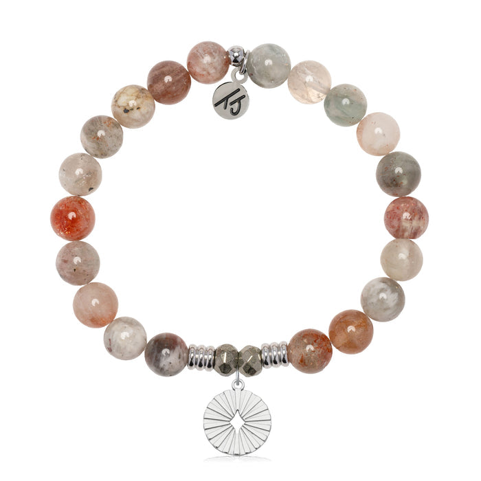 Prayers Collection: Arusha Agate Gemstone Bracelet with Prayers of Strength Sterling Silver Charm
