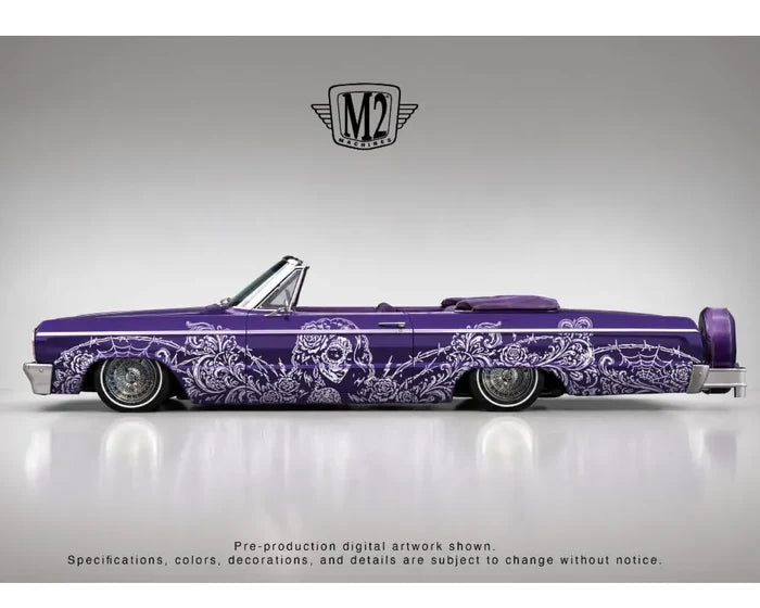 (PRE-ORDER) 1964 Chevrolet Impala SS 409 Convertible Dia De Los Muertos Purple M2 Machines 1:64 31500-HS89