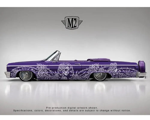 (PRE-ORDER) 1964 Chevrolet Impala SS 409 Convertible Dia De Los Muertos Purple M2 Machines 1:64 31500-HS89