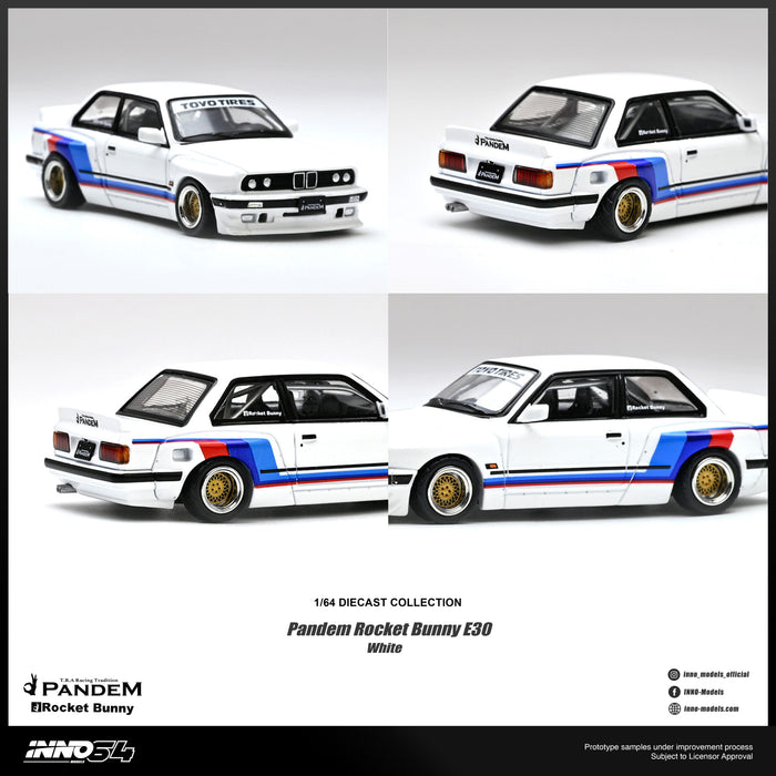 (PRE-ORDER) BMW E30 M3 Pandem Rocket Bunny White Inno64 1/64 scale IN64-E30P-WHI