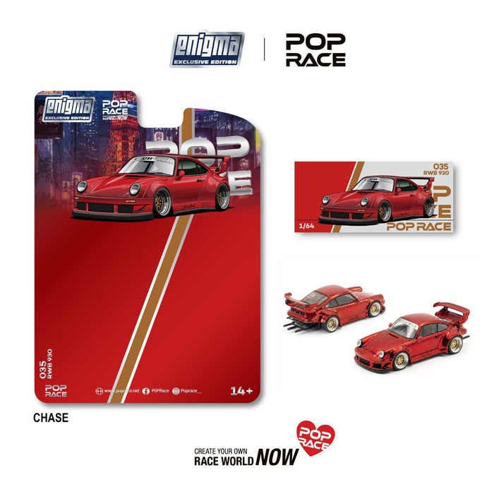 (Pre-order) Case of 12x (1x Chase included) Porsche 911 930 RWB Red Enigma Exclusive Edition Pop Race 1/64 PRE035Caseof12x