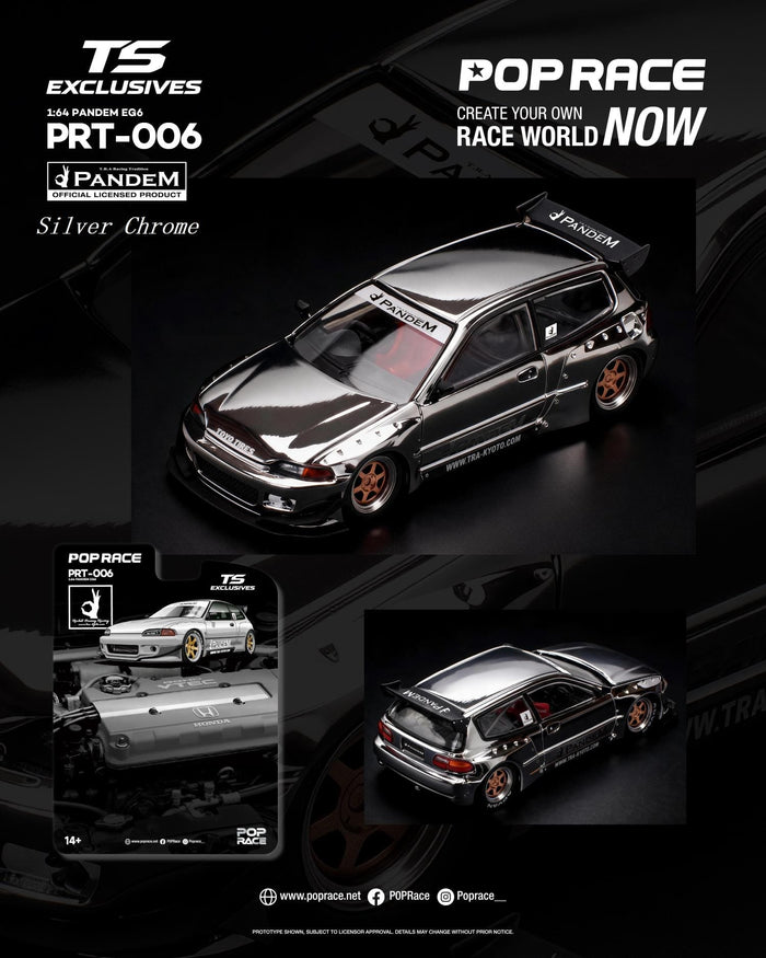 (PRE-ORDER) Honda Civic EG6 Pandem Silver Chrome Pop Race Special Edition 1/64 PRT006
