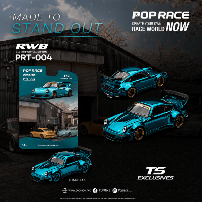(Pre-order) Porsche 911 RWB Teal Chrome Pop Race North America Exclusive PRT004